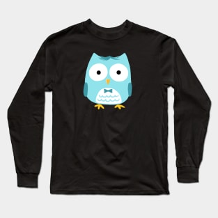 Cute Blue Owl with Bow Tie Long Sleeve T-Shirt